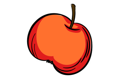 Red apple icon, cartoon style