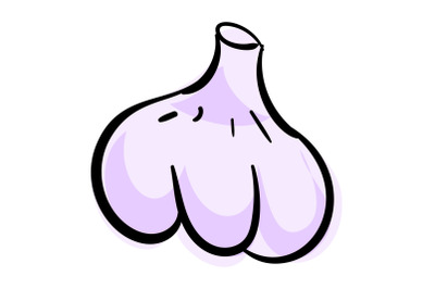 Garlic icon, cartoon style