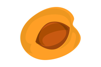 Half peach icon, cartoon style
