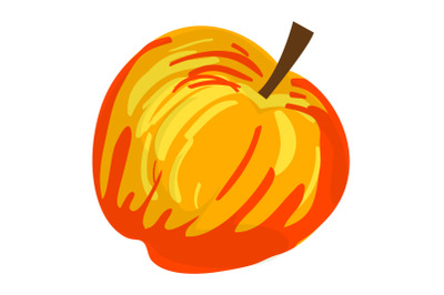 Red yellow apple icon, cartoon style