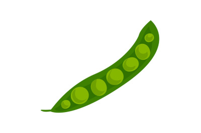 Open green peas icon, cartoon style