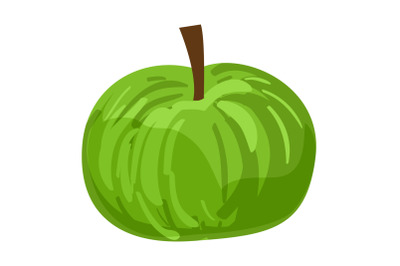 Green eco apple icon, cartoon style