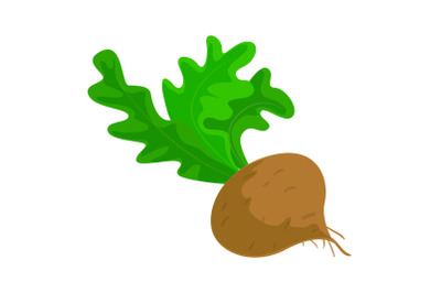 Brown radish icon, cartoon style