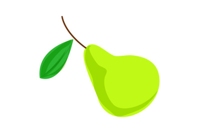 Green pear icon, cartoon style
