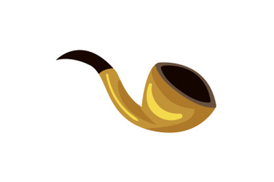 Wood smoking pipe icon, cartoon style
