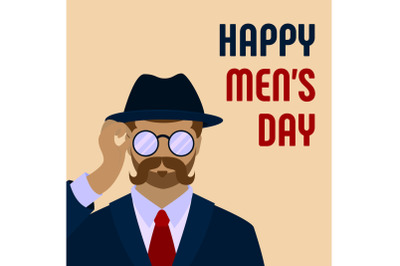 Happy men day concept background, cartoon style