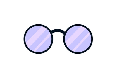 Round glasses icon, cartoon style