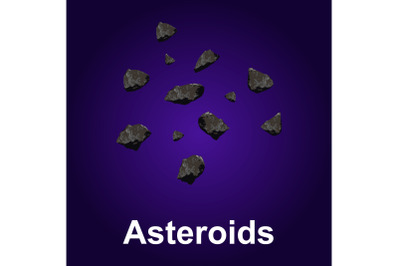 Asteroids icon, isometric style