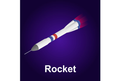 Space rocket icon, isometric style