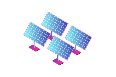 Solar panel plant icon, isometric style