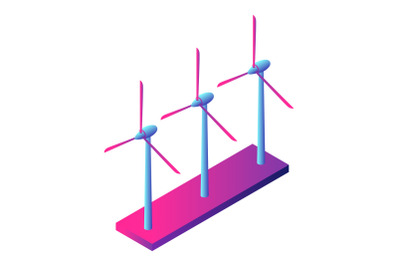 Wind turbine plant icon, isometric style