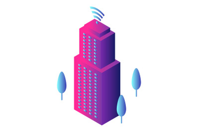 Intelligent building icon, isometric style