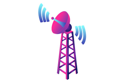 Gsm smart tower icon, isometric style