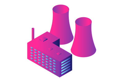 Eco power plant icon, isometric style