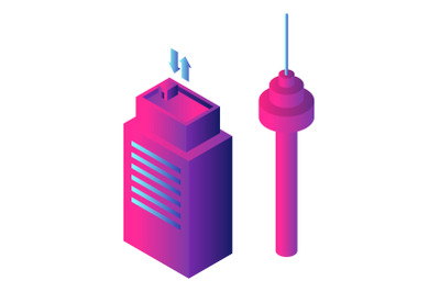 Airport building icon, isometric style