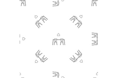 Table and chairs pattern seamless vector