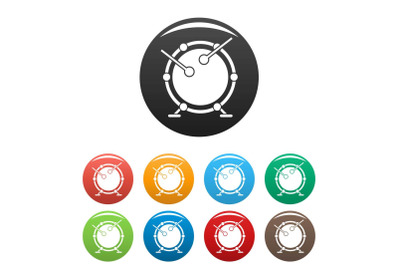 Drums icons set color