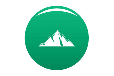 Pointing mountain icon vector green