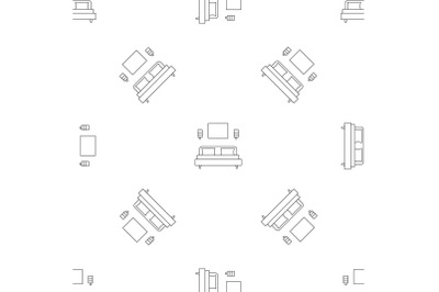 Sleeping room bed pattern seamless vector