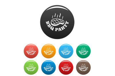 Bbq party icons set color