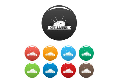 Bbq grill menu icons set color