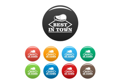 Best in town steak icons set color