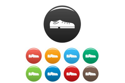 Bowling shoes icons set color