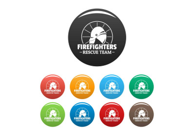 Firefighters rescue team icons set color