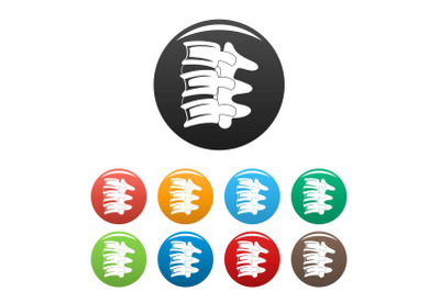 Spinal column discs icons set color