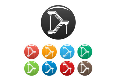 Double escalator icons set color