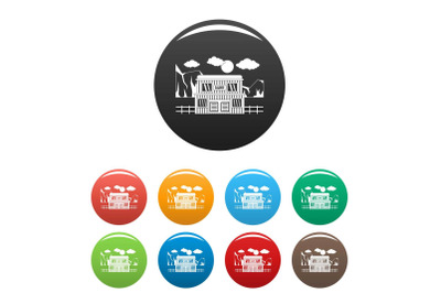 Texas saloon icons set color
