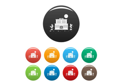 Desert saloon icons set color