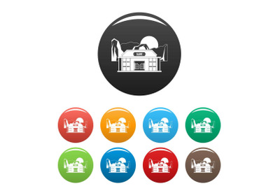 Bar saloon icons set color