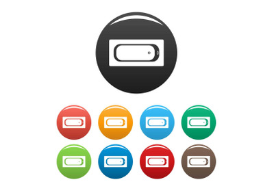 Air view bathtube icons set color
