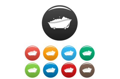 Bubblebath bathtube icons set color