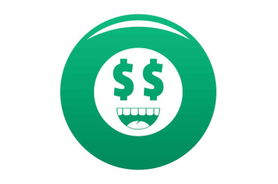 Money smile icon vector green