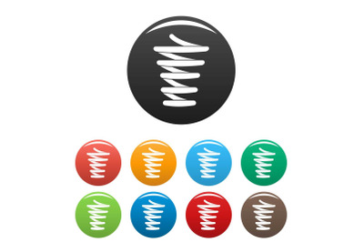 Spiral spring icons set color