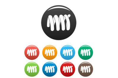 Elastic spring coil icons set color