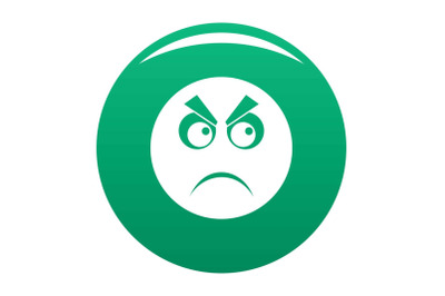 Angry smile icon vector green