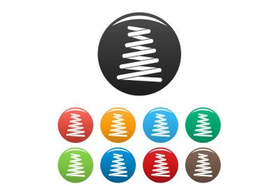 Car spring coil icons set color