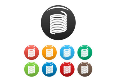 Metal spring coil icons set color