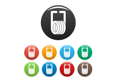 Metal coil icons set color