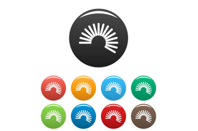 Flexible wire coil icons set color