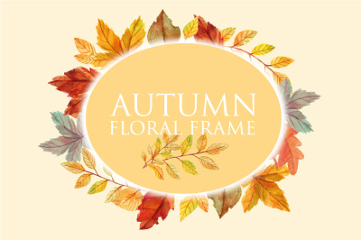 autumn watercolor floral frame