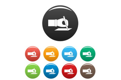 Hand sign election icons set color