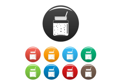 Blackberry smoothie icons set color
