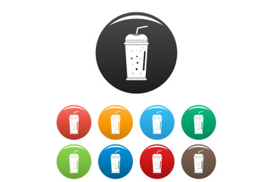 Banana kiwi smoothie icons set color