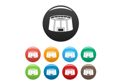 Big sport arena icons set color