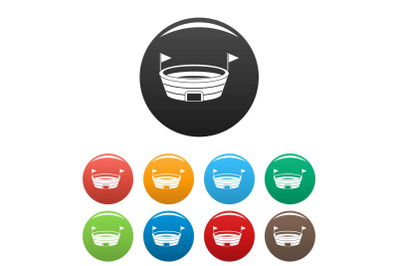 Run sport arena icons set color