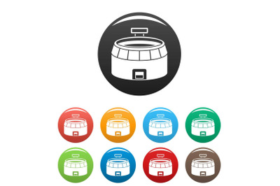 Football arena icons set color